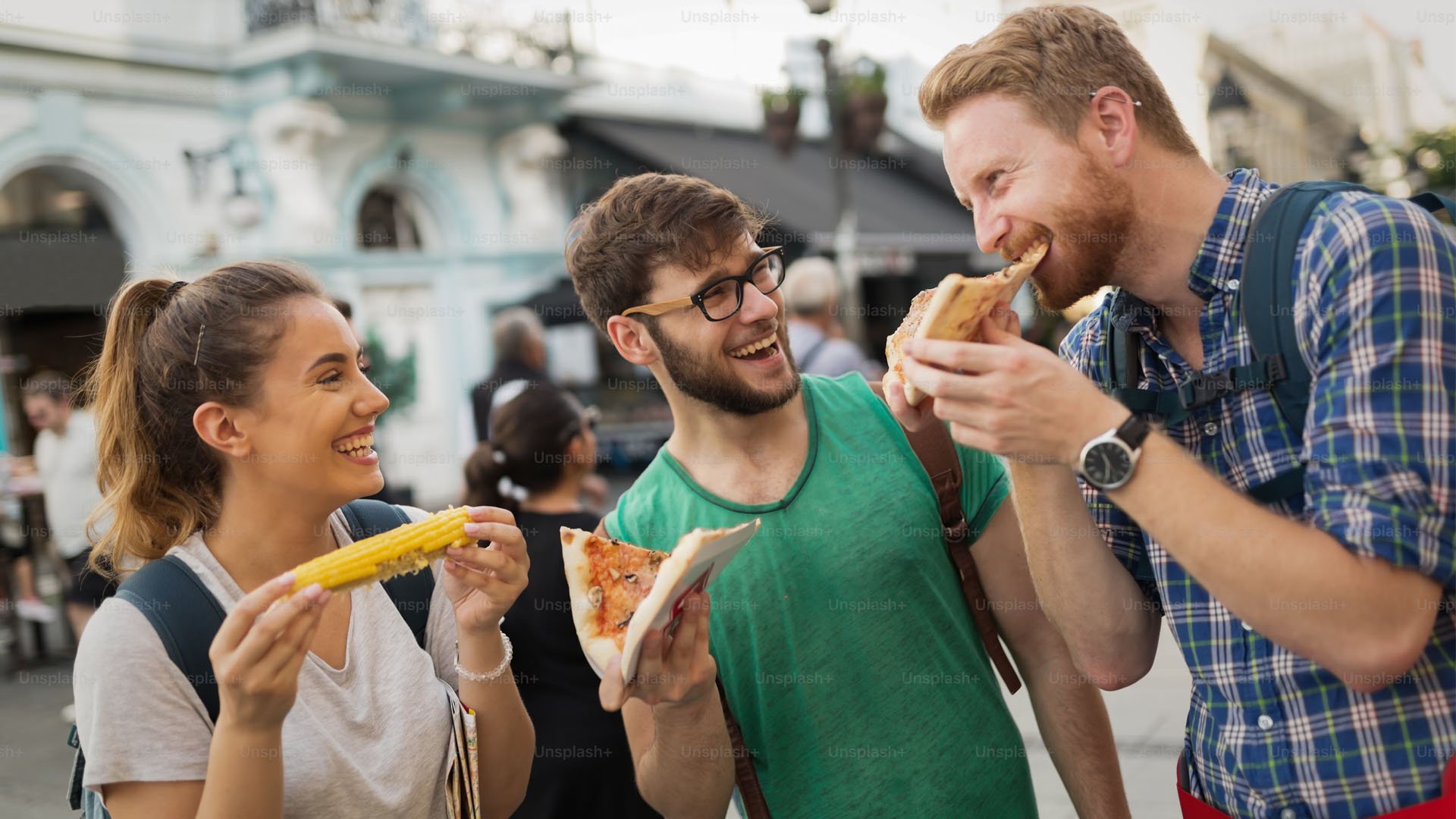 PAttendees eating a Food Festival