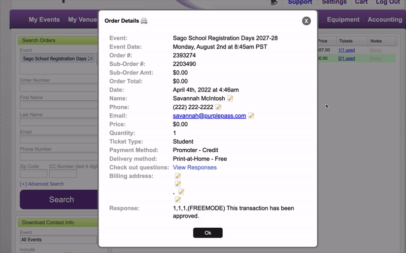 Ordering different ticket stock types and viewing your order history -  Purplepass